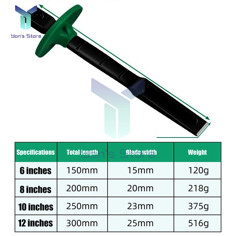 1Pc Chisel Concrete Tool Chisel Head Cement Stone Splitter Chrome Vanadium Steel Masonry Chisel Flat Shovel Wood Processing