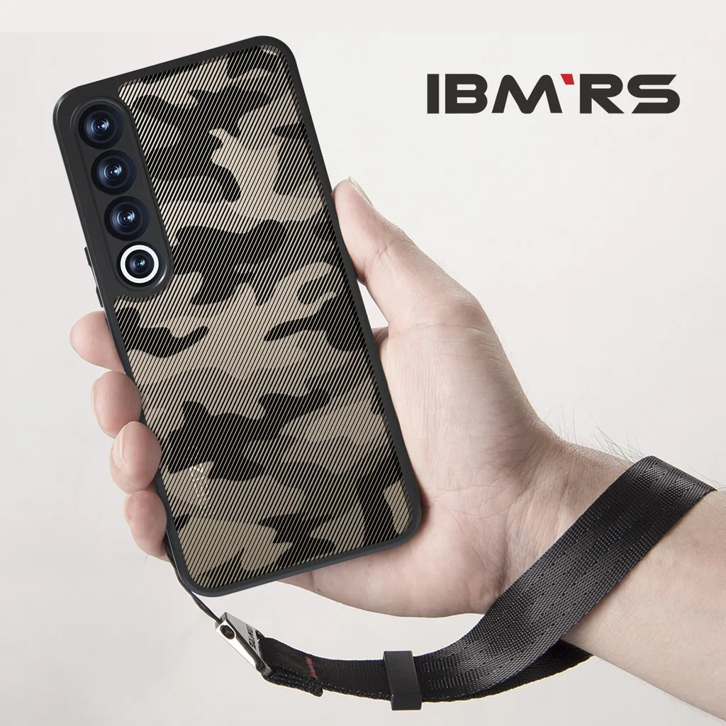 (Comes with wrist strap)for meizu 20 pro case,Camo Clear Hard Back  Shockproof Advanced matte Protective Cover