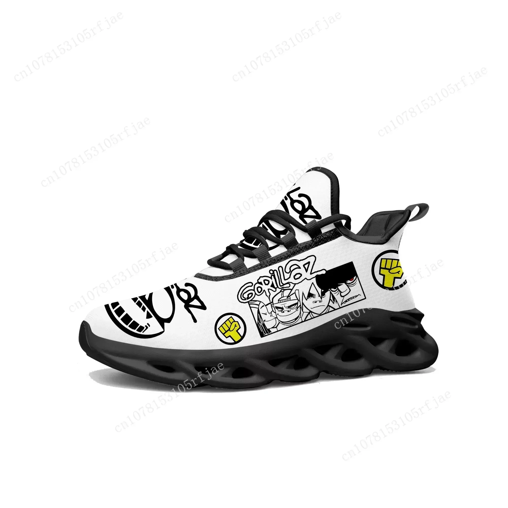 Gorillaz Band Flats Sneakers Mens Womens Sports Running Shoes Sneaker Lace Up Mesh Footwear Tailor-made Shoe Black