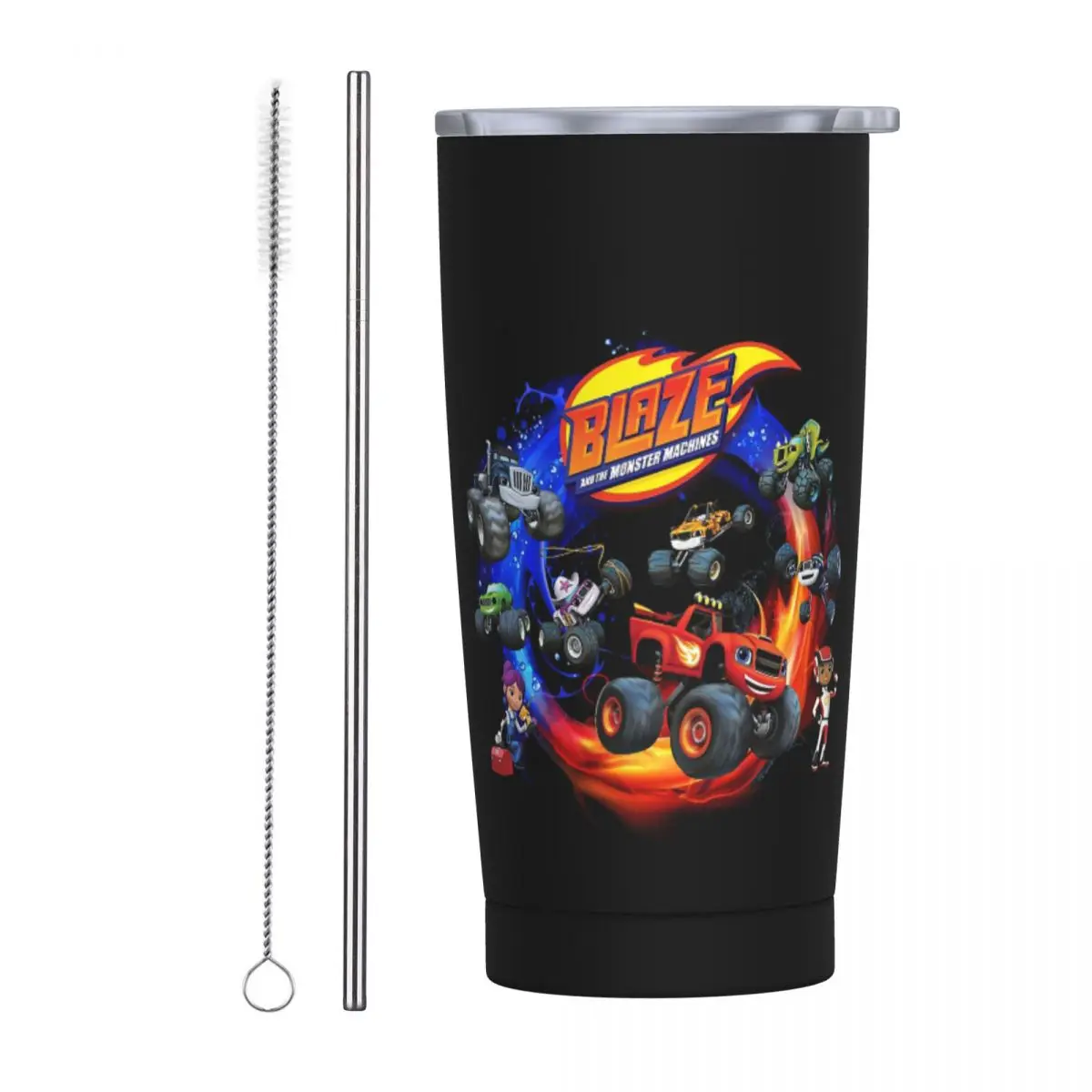 Blaze And The Monster Machines Active Stainless Steel Tumbler Vacuum Insulated Mug Thermal Cold Cup Straw With Lid 20oz