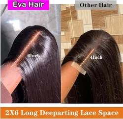 Eva Hair 2x6 HD Lace Closure Wig Kim K Deep Part Lace Wigs Raw Human Hair Bone Straight Invisible HD Lace Front Human Hair Wigs