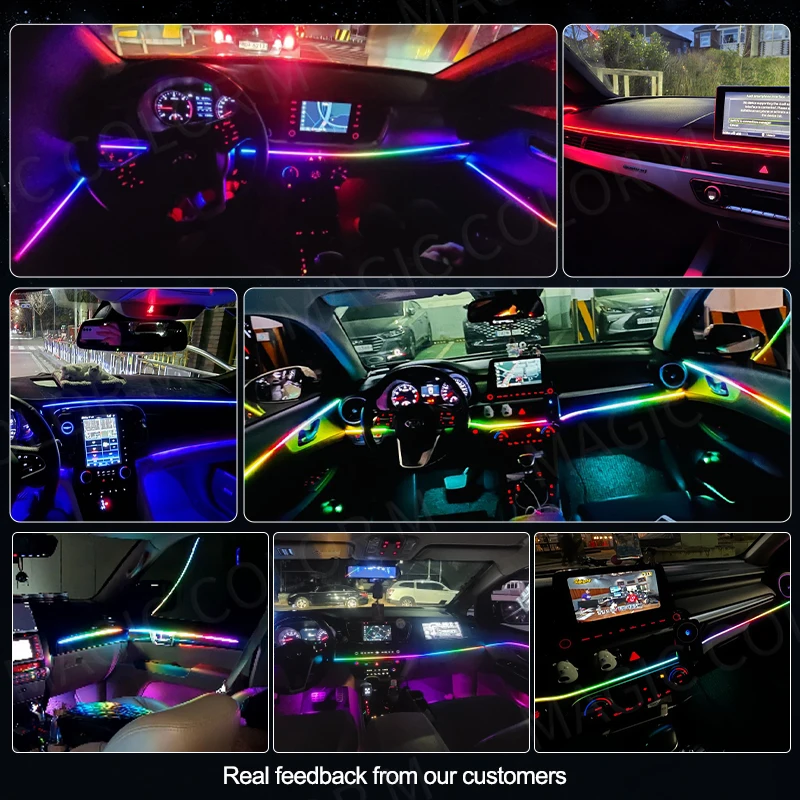 120cm 차량용 앰비언트 라이트 LED 인테리어 RGB 심포니 분위기 조명 USB 앱 제어 리모컨 테슬라 모델 3 Y S X용 썸네일 6