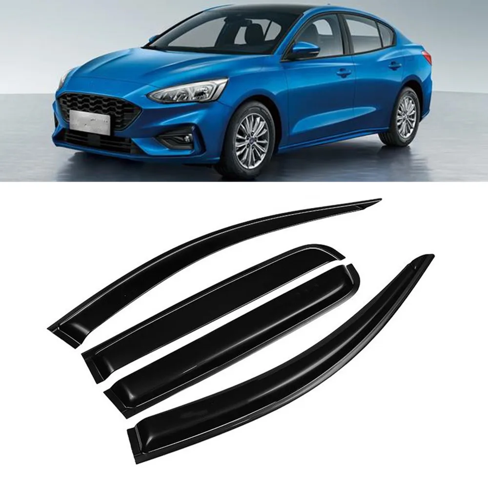 

4 Pcs Car Window Visor Guard Vent Cover Trim Awnings Rain Cap Sun Smoke Guard Rain Eyebrow For Ford Focus 4 MK4 2019 2020 2021