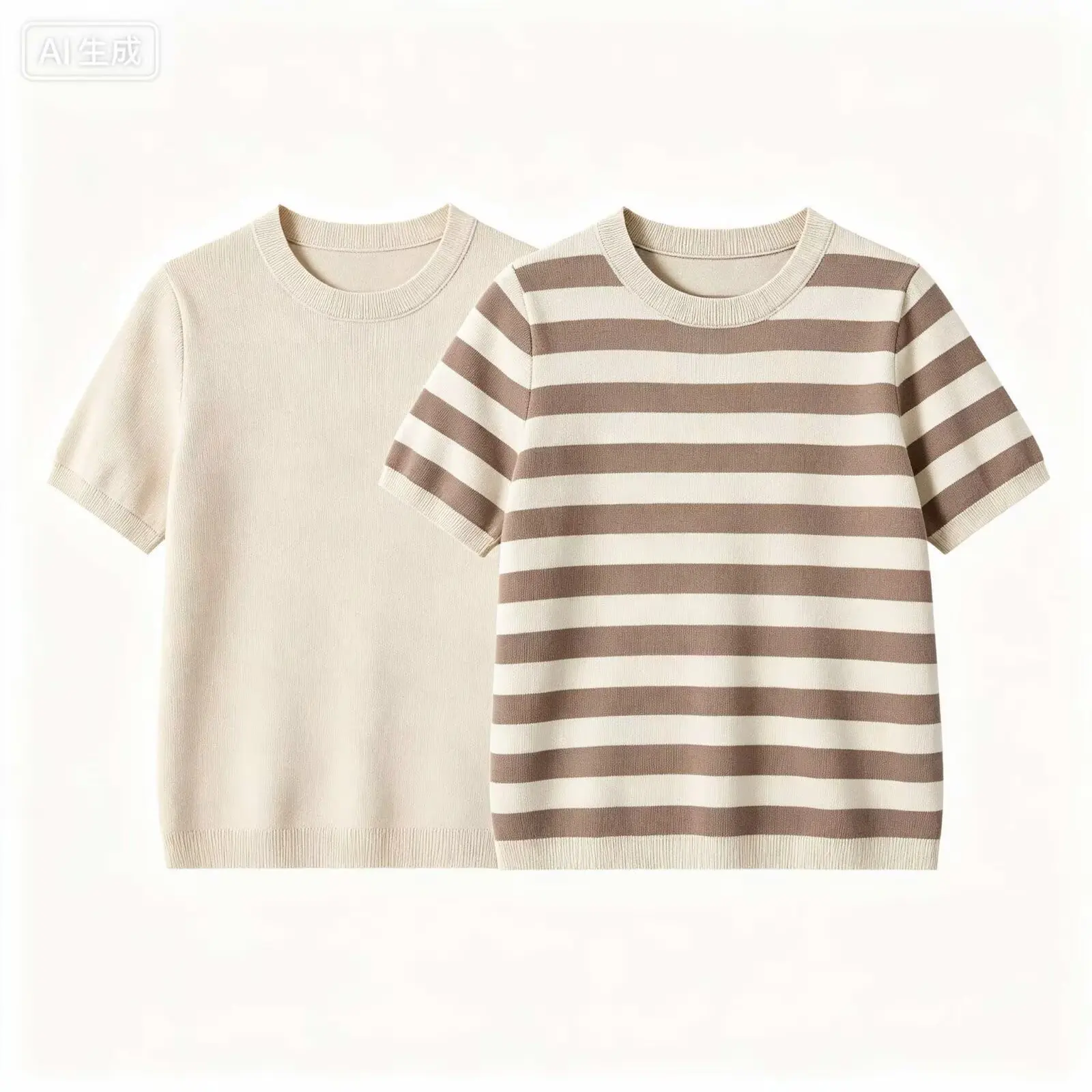 Maxdutti 2026 Fashion European And American New Product Thread Knitted Short Sleeve Hoodie Versatile Round Neck Short Sleeve Top