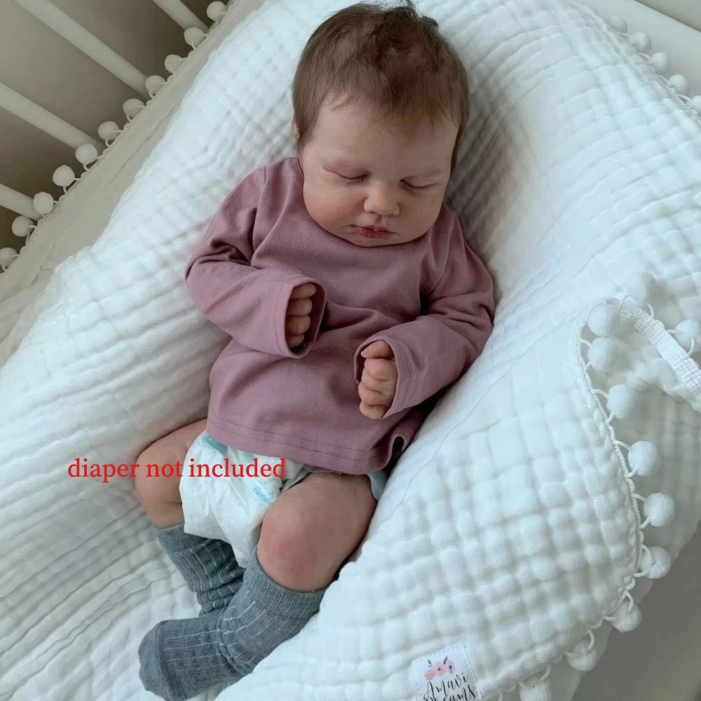 

BZDOLL 48cm 19inch Full Vinyl Reborn LouLou Baby Girl 3D-Paint Visible Veins Real Sleeping Doll Fashion Birthday Gift