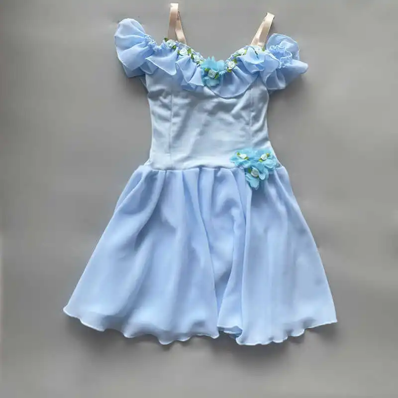 Romantische Kinder Ballett Kleid Mädchen Chiffon Trikot Ballett Kleid für Kinder rosa blau Schlinge modernen Tanz Ballerina Kleid