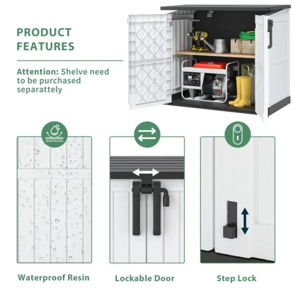 

Horizontal Resin Storage Shed 36 Cu Ft with Lockable Doors, Portable Outdoor Storage Cabinet -Easy to Assemble, Sheds & Outdoor