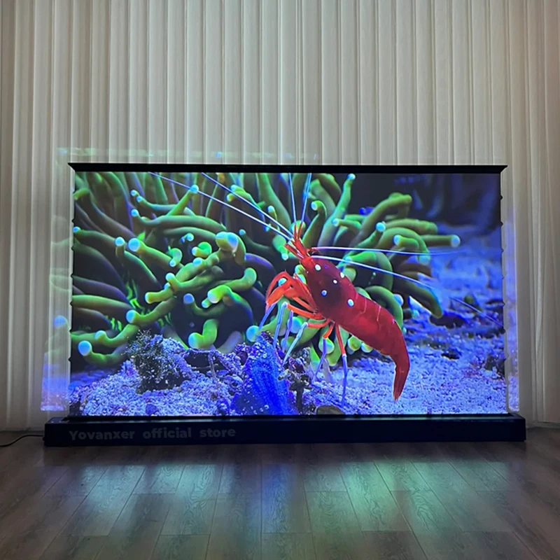 150 Inch Max Electric ALR CLR Rollable Floor Rising Long Throw Projector Screen Grey Crystal Ambient Light Rejecting HD 3D 8K