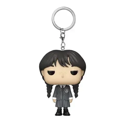 NEW Funko Pop The Addams Family Wednesday Double Fried Dough Twists Braid Violin Pocket Pop Keychain Doll PVC Figures Kids Toys