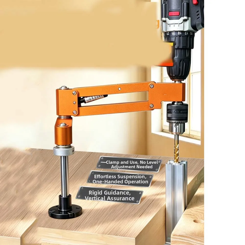 CNC Aluminum Tapping Cantilever Bracket for Hand Drills Designed for Accurate Tap Depth Control in Horizontal or Vertical Mode