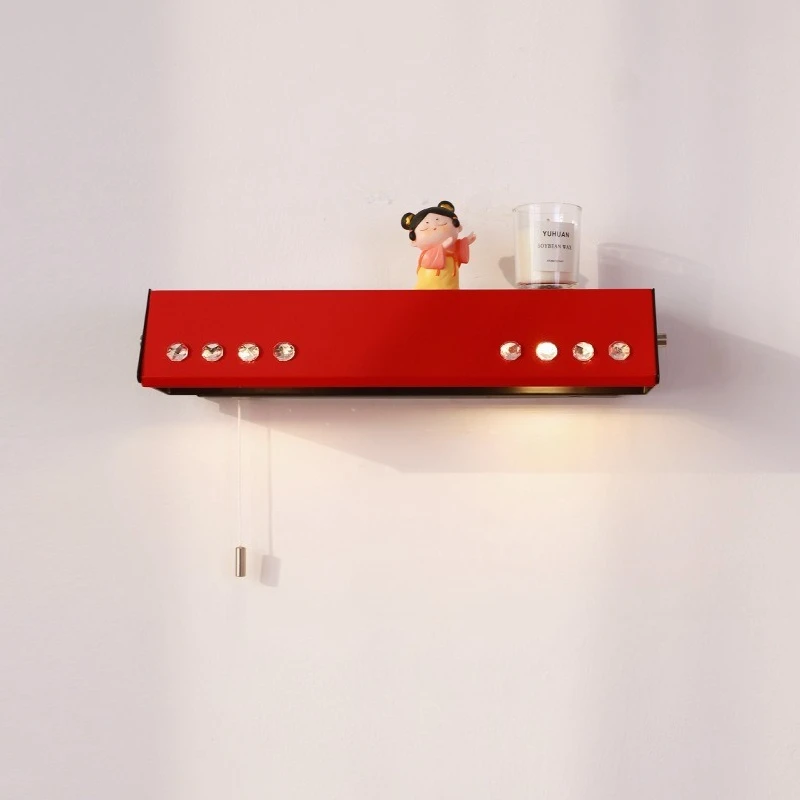 

Red background wall wall lamp Bedroom aisle Balcony Worker mirror Headlight