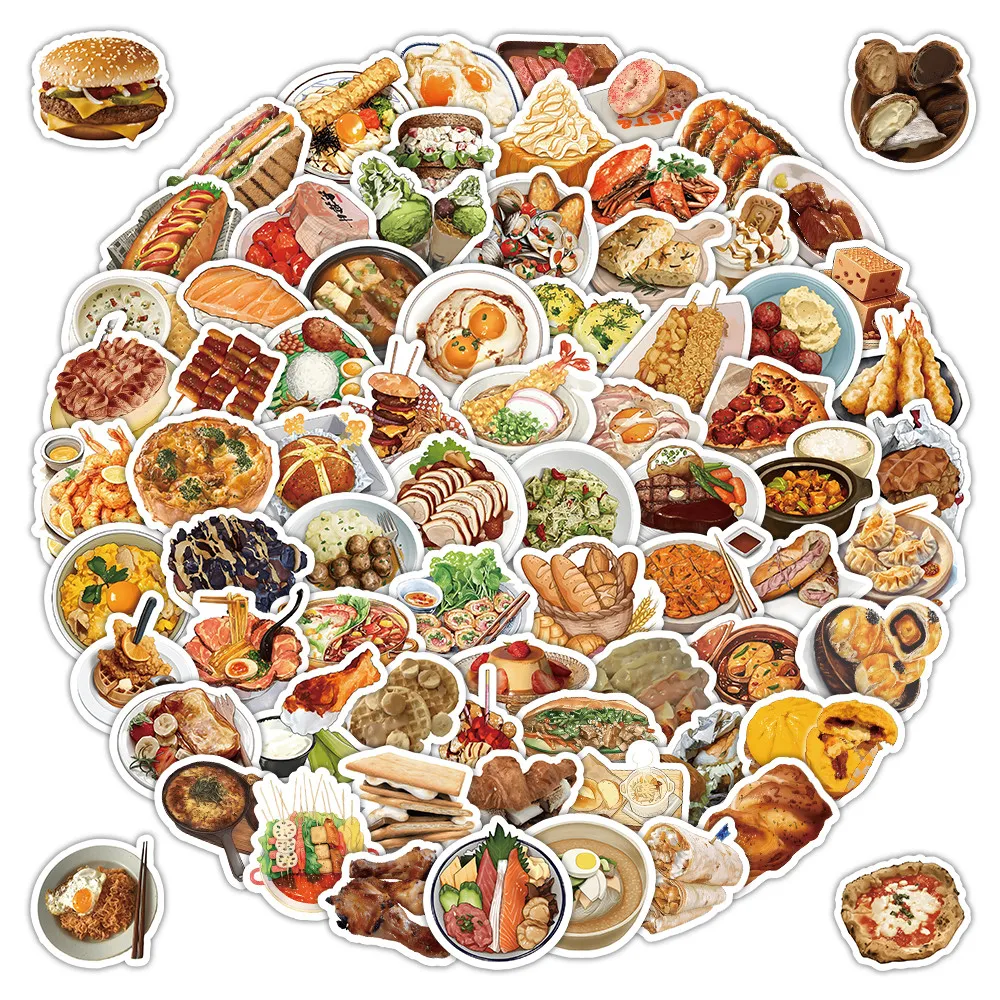 Realistic Food Series Stickers (103 Pcs) - Lifelike Decals for DIY Projects, Cups, Planners Kitchen Decor Peel Joy Sticker Store