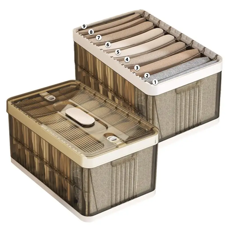 

Foldable Storage Drawers With 9 Compartments Clothing Organizer Large Capacity Space Saving Storage Box For Pants Scarves Ties