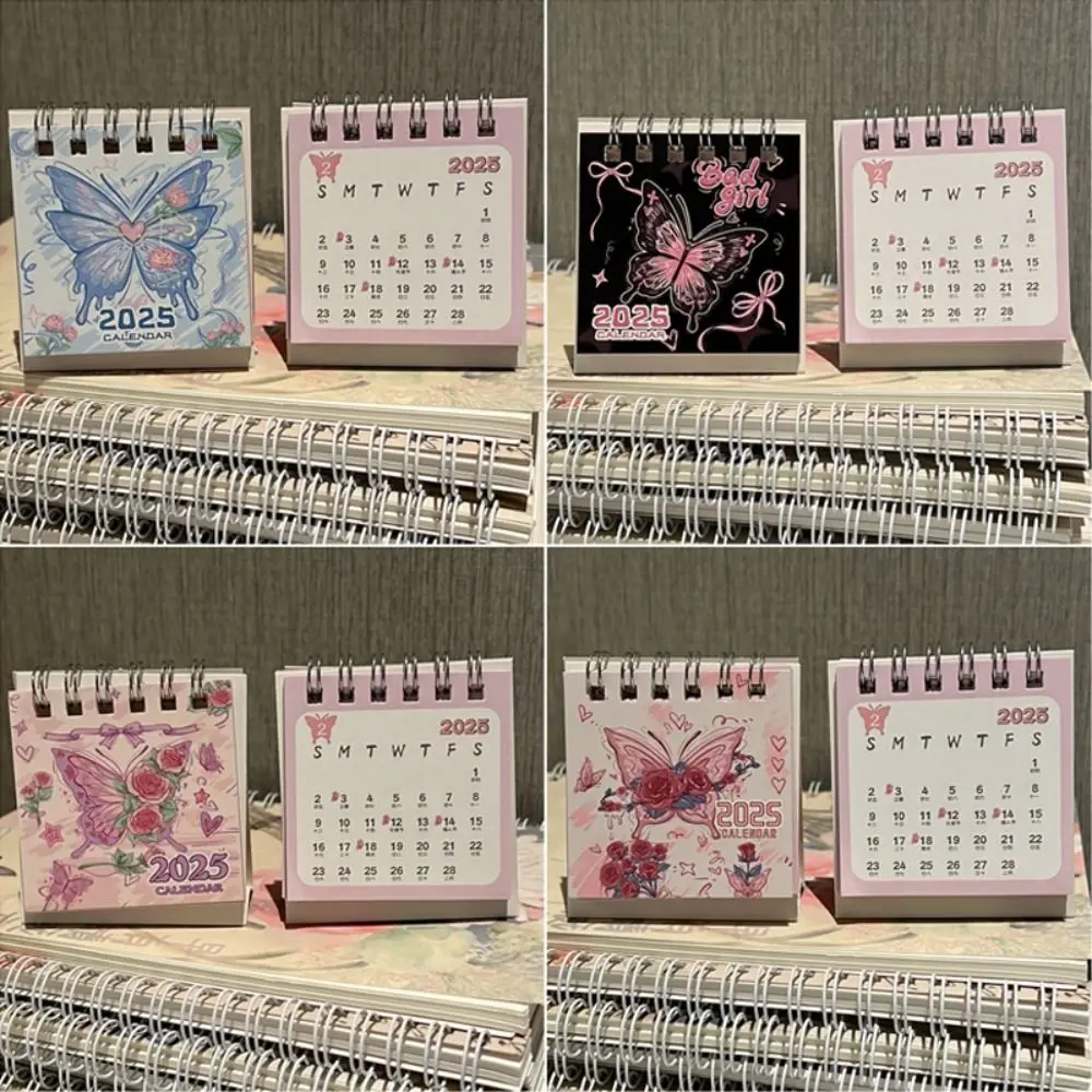 Cute Butterfly 2025 Calendar Standing Flip Mini Monthly Calendar Itinerary Note Home