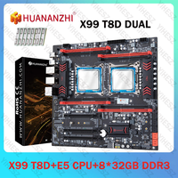 HUANANZHI X99 Dual CPU Motherboard Set Processor LGA 2011-3 E5 V3/V4 CPU*2 8*32G=256GB DDR3 1866Mhz Support M.2 NVME NGFF T8D