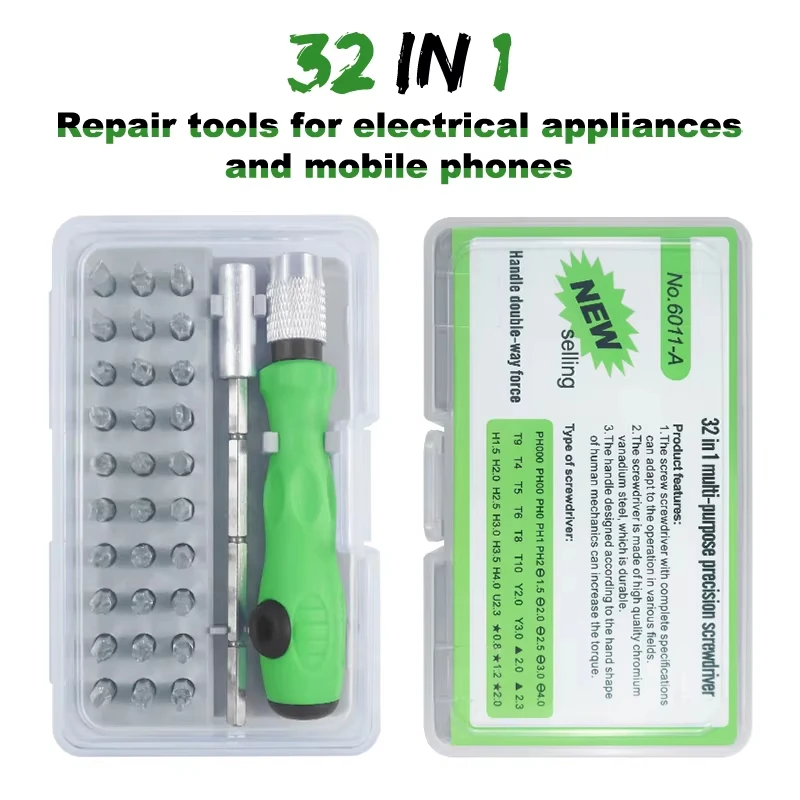 Präzisions-Schraubendreher-Set, 32-in-1, Mini-Magnet-Phillips-Torx-Sechskant-Bits, Multifu-Handreparatur-Werkzeug-Set für iPhone, Uhr, PC, Brille