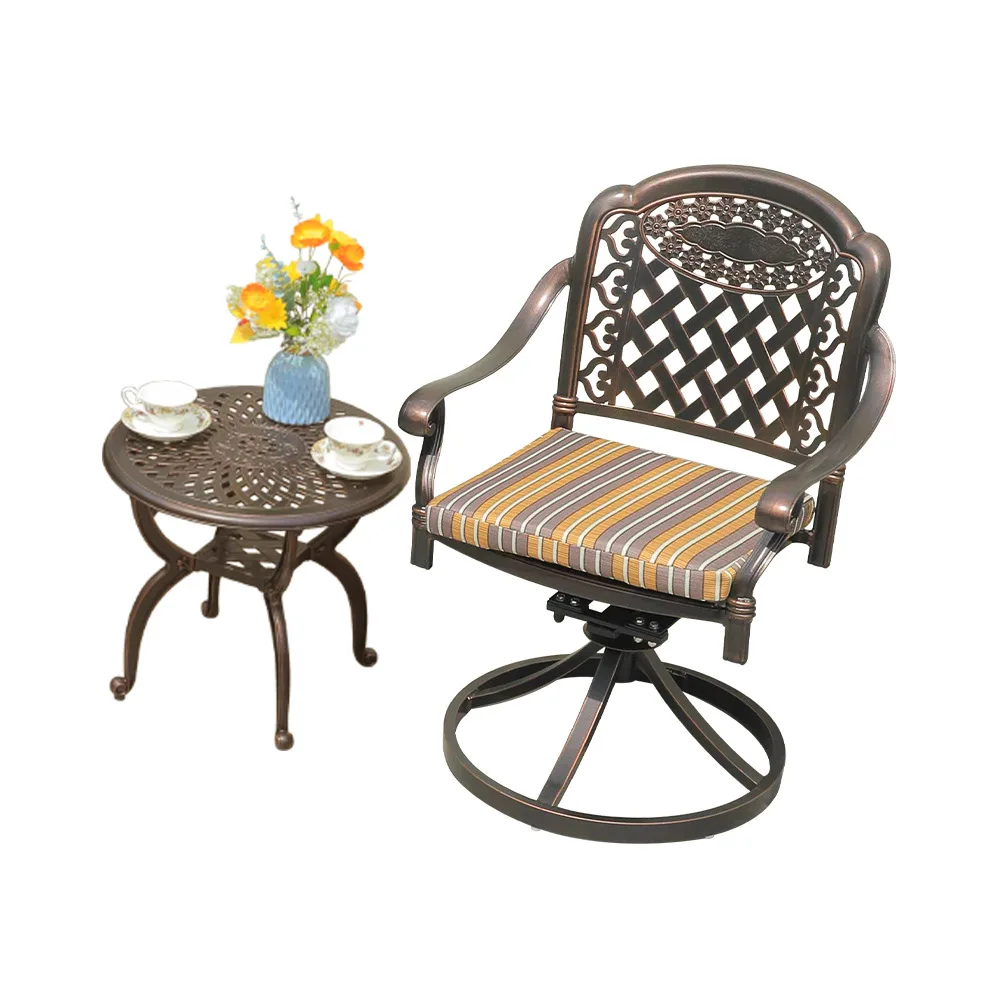 

Leisure outdoor tables and chairs patio balcony cast aluminum swivel chair European villa outdoor garden terrace back chair swiv