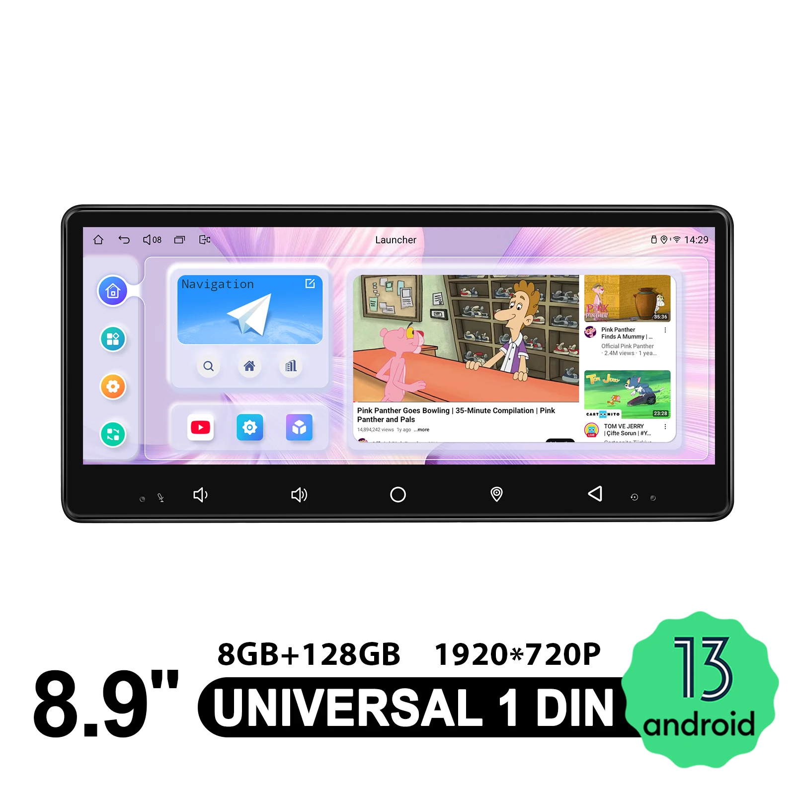 JOYING 8.9 inch 1920*720 Touch Screen Android 13.0 Car Radio Stereo Universal Head Unit System Multimedia Player With Carplay