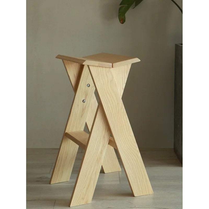 Современный барный стул из цельного дерева, высокий табурет для кафе, красный табурет с высокой ножкой, бревенчатый барный стул