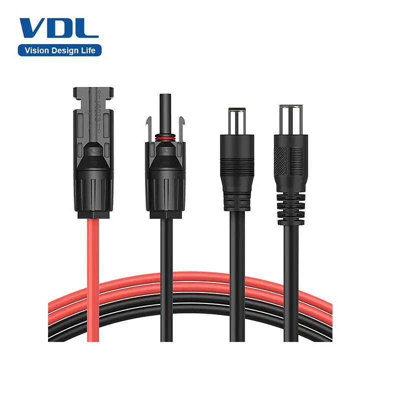VDL Solar Panel Connector to DC 8mm&DC 5.5mm x 2.1mm Adapter Extension Cable 14AWG for Goal Zero Yeti Jackery Solar Generator