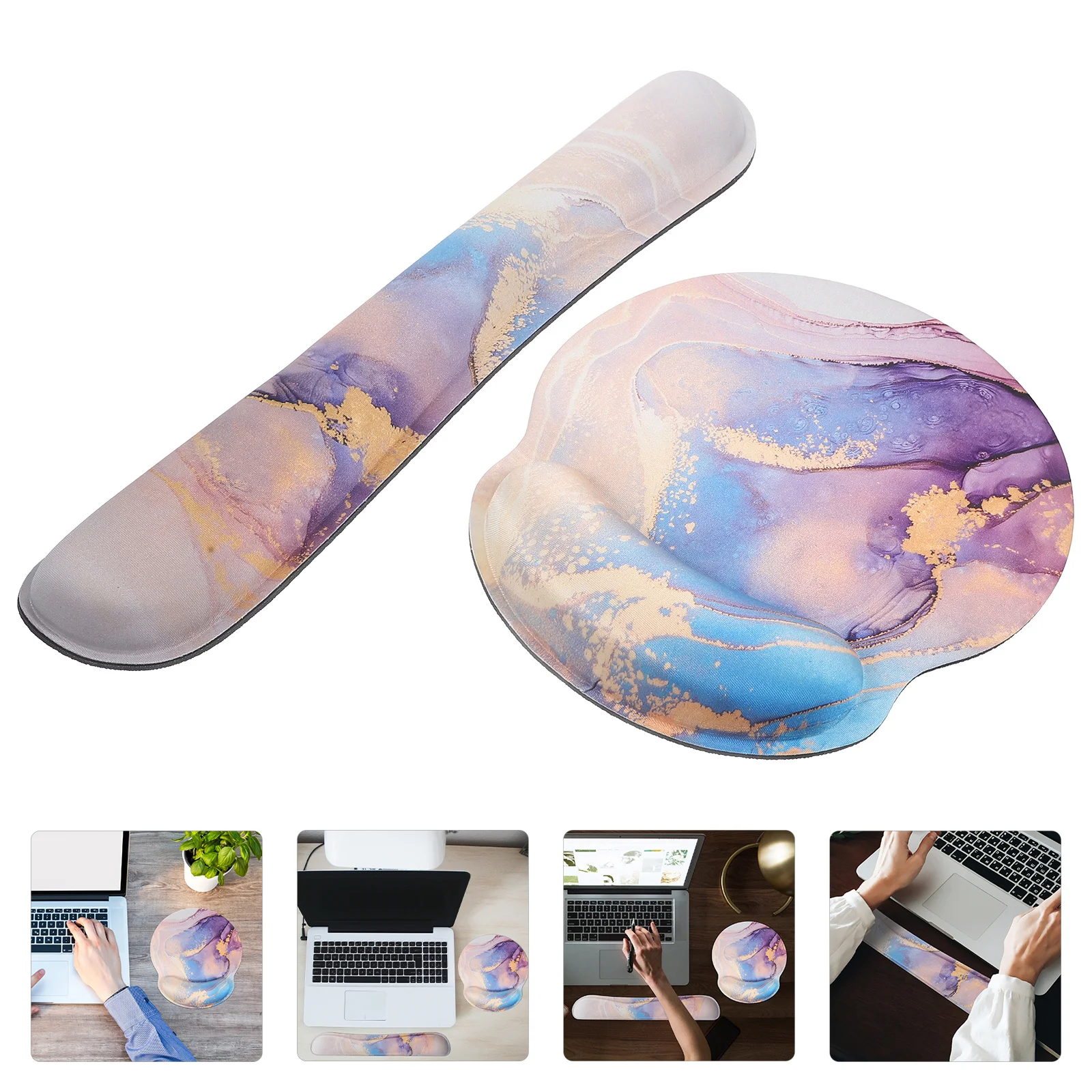 

1 комплект, 1 комплект, коврик для мыши из пены с эффектом памяти, противоскользящий нижний коврик с узором из павлиньего камня для компьютера, ноутбука, игрового офисного стола