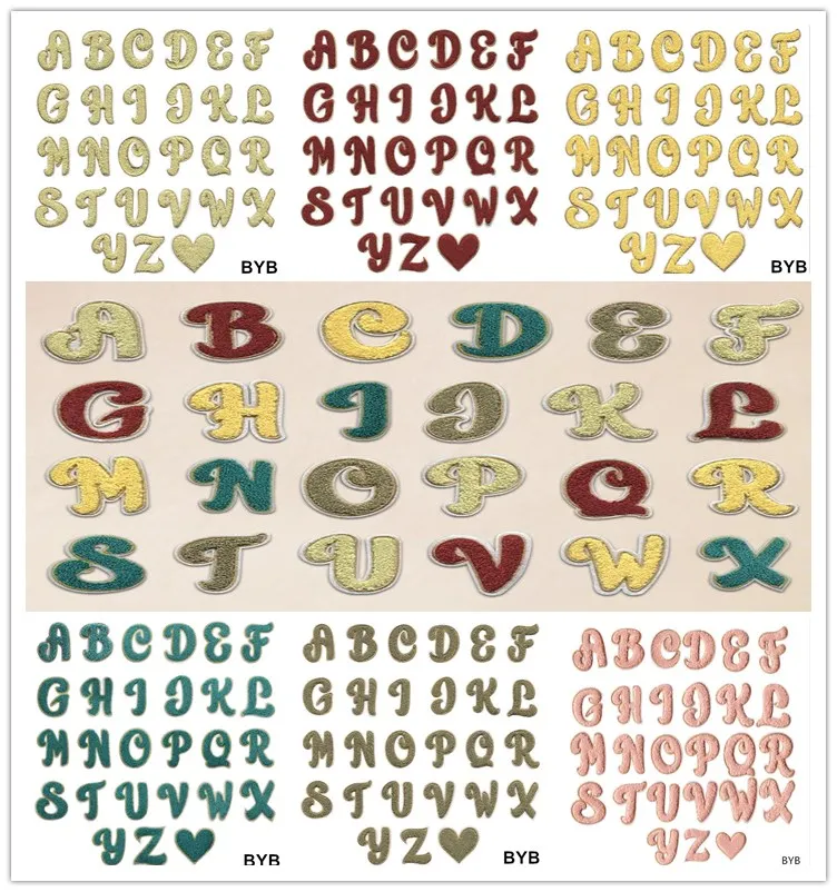 20 Pcs Towel Alphabet Embroidered Patch Both Iron On Sew On Fashion Motif Applique Hat Bag Shoe Kids Name Decor Repair