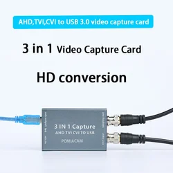 3 in 1 AHD To USB 2.0 Video Capture Card 1080P HD 30fps Capture Card Video Record TVI CVI Video Card Support Loop Out