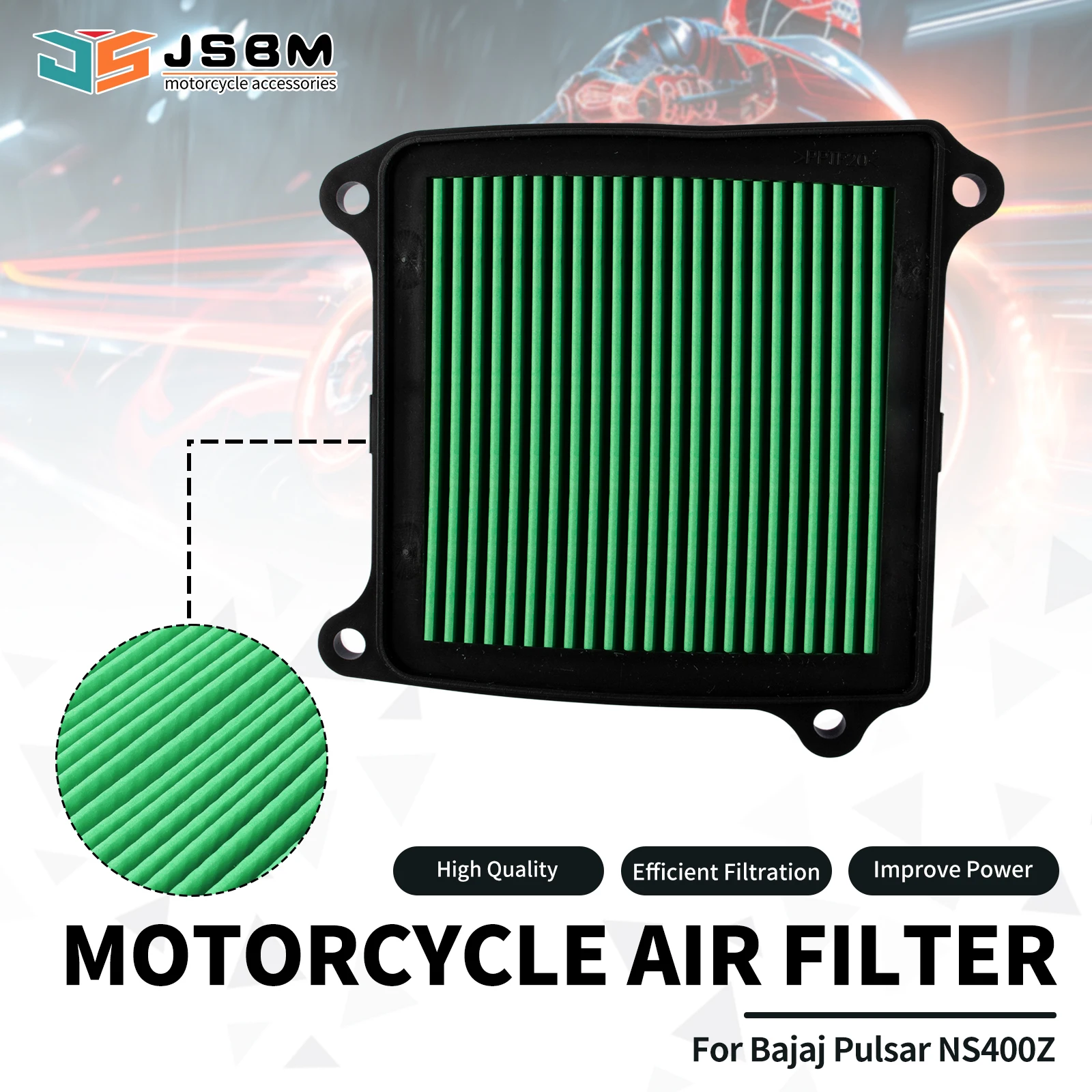 JSBM 1/5/10 Unidades de Accesorios para Motocicleta: Filtro de Aire para BAJAJ Pulsar NS400Z (NS400 Z) — Elemento Limpiador de Admisión del Motor JL581142
