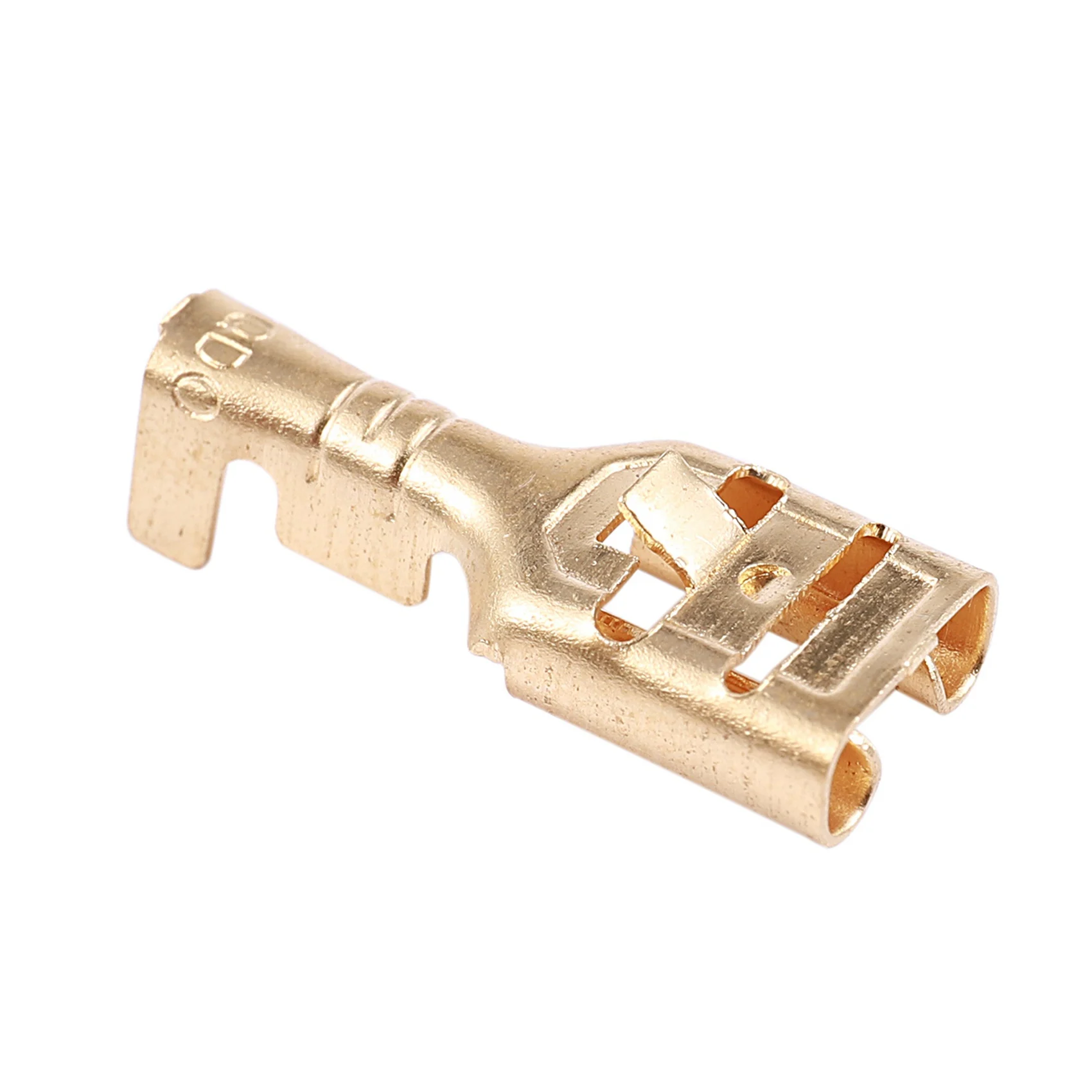 DT17 80 Pcs Brass 6.3mm Female Spade Terminal Connectors Cable Terminals Gold Tone for Machinery Electric Power