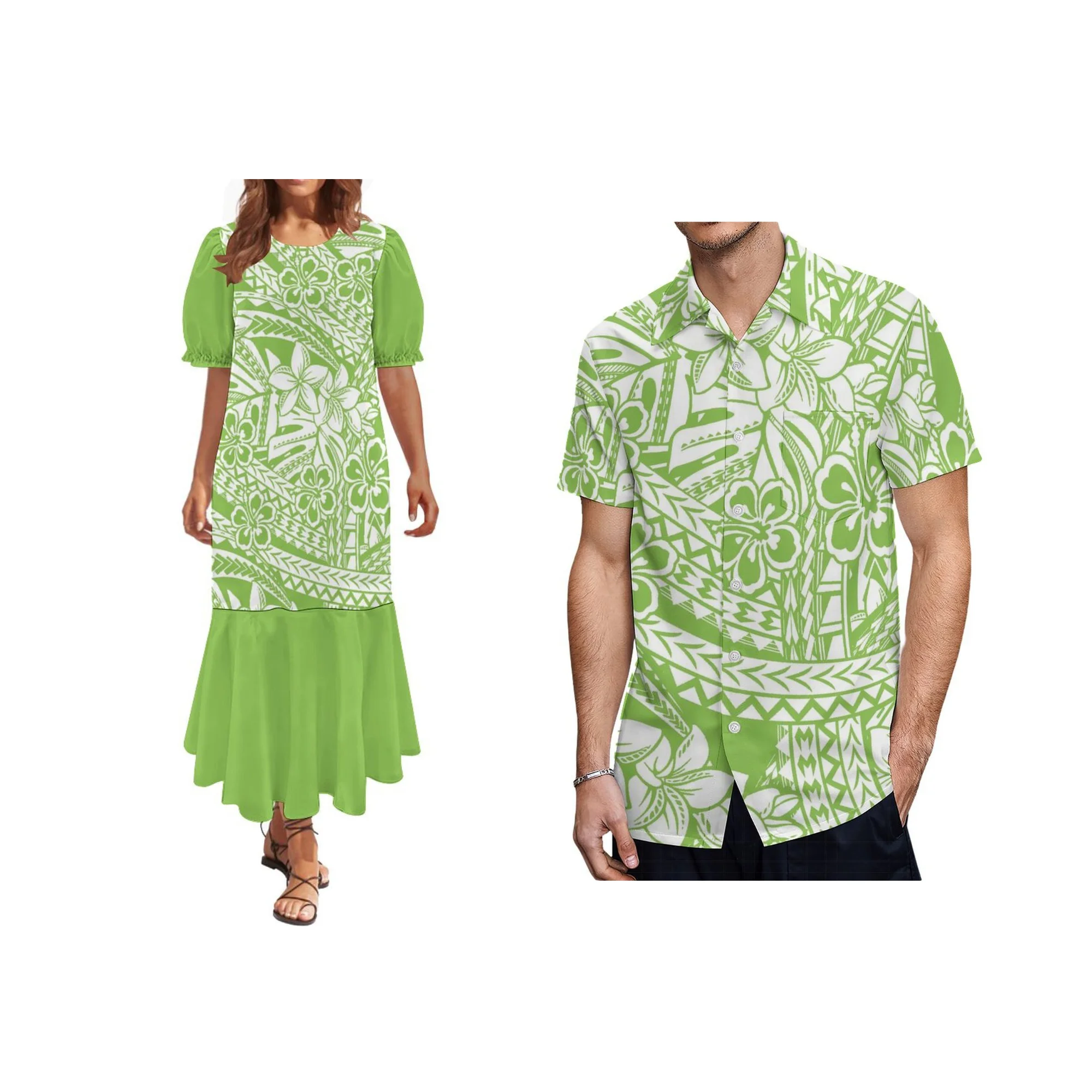 Polynesian Tribal Spiral Tattoo Print Maxi Dress Puletasi Island Casual Plus Size Long Dress Custom All Over Print view 3