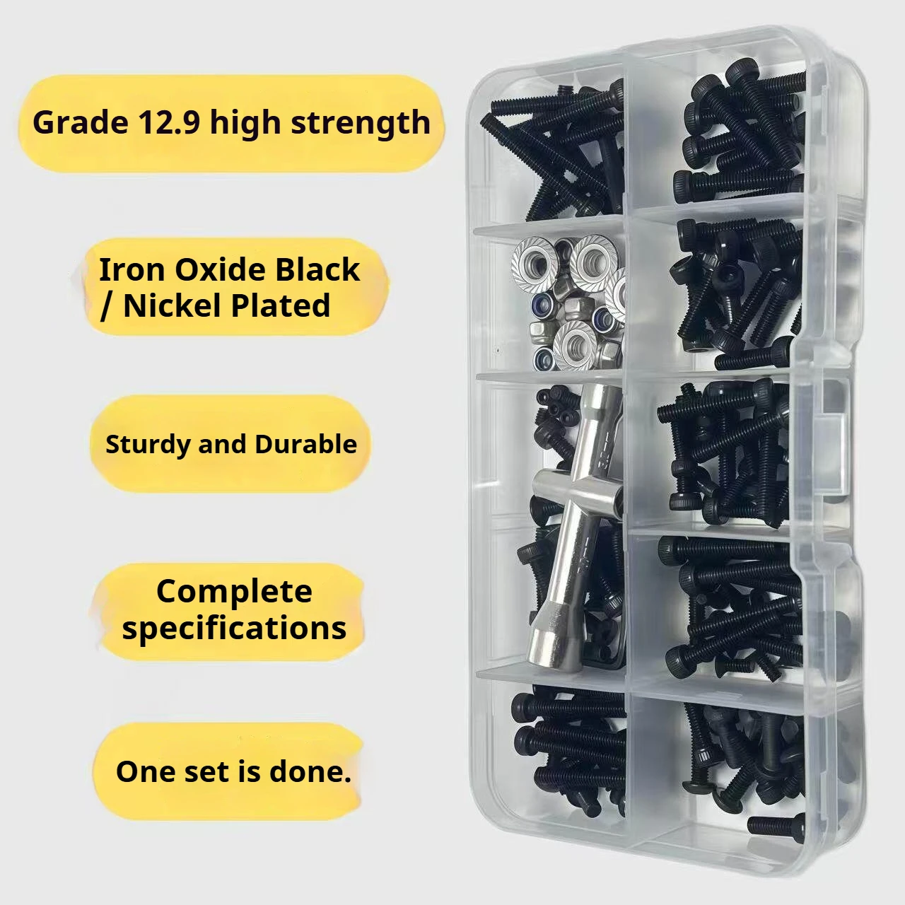 MJX RC Screw Kit Grade 12.9 High Strength Black Nickel Plated For H12Y 1/12 Crawler Offroad Truck Repair Parts With Storage Case