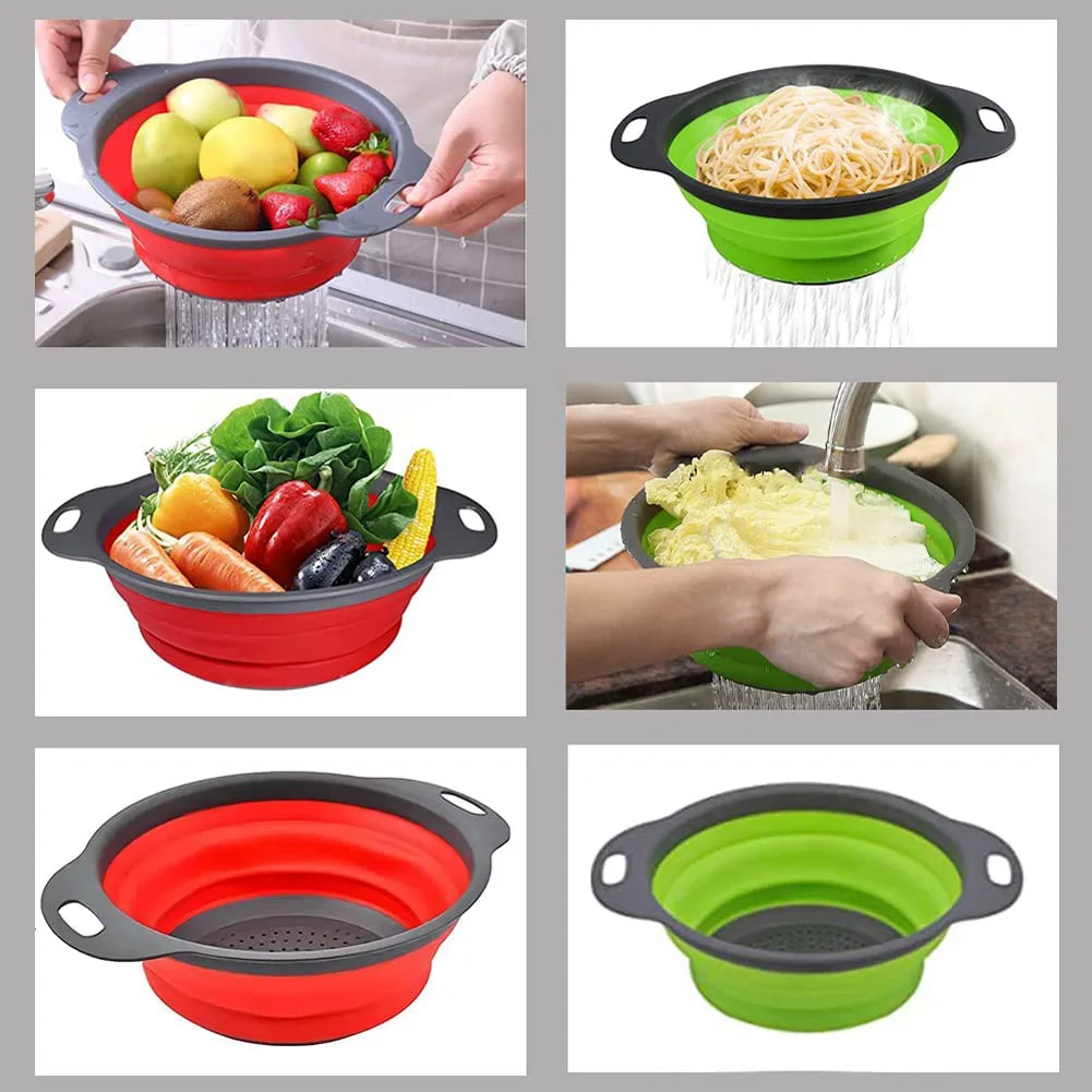 Faltbarer Silikonkorb zum Waschen und Abtropfen von Obst und Gemüse, Küchenwasserfilter, Küchenhelfer faltbarer Silikonkorb Küchensieb aus Silikon Obst- und Gemüsekorb faltbares Küchensieb Abtropfkorb für Gemüse Siliko – Detail 10
