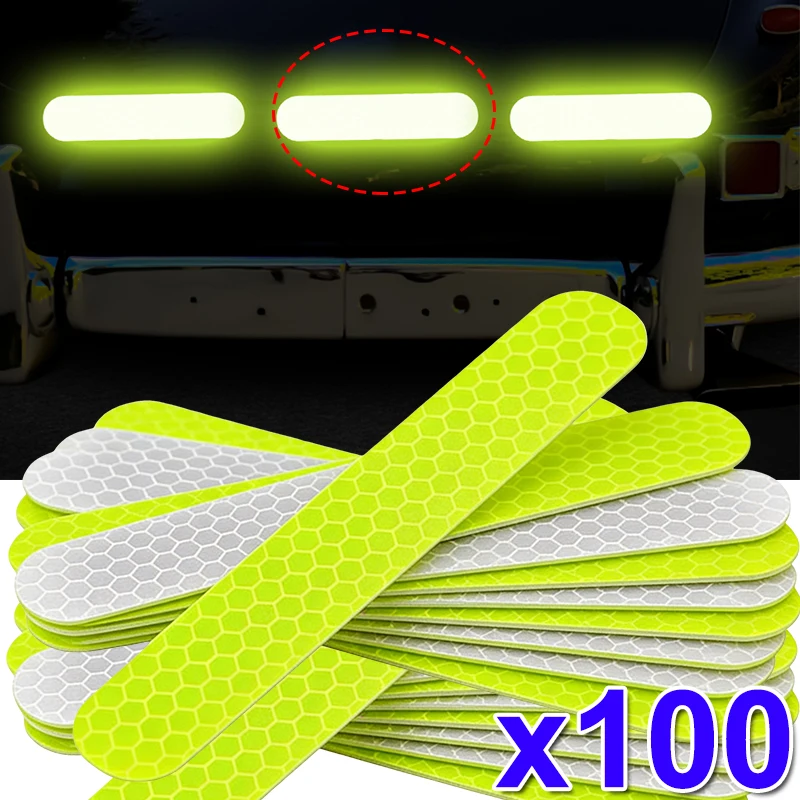 

10-100 шт., наклейка для автомобиля, мотоцикла, велосипеда, ночная безопасность, вождение, флуоресцентные декоративные наклейки, предупреждающие светоотражающие наклейки на шлем