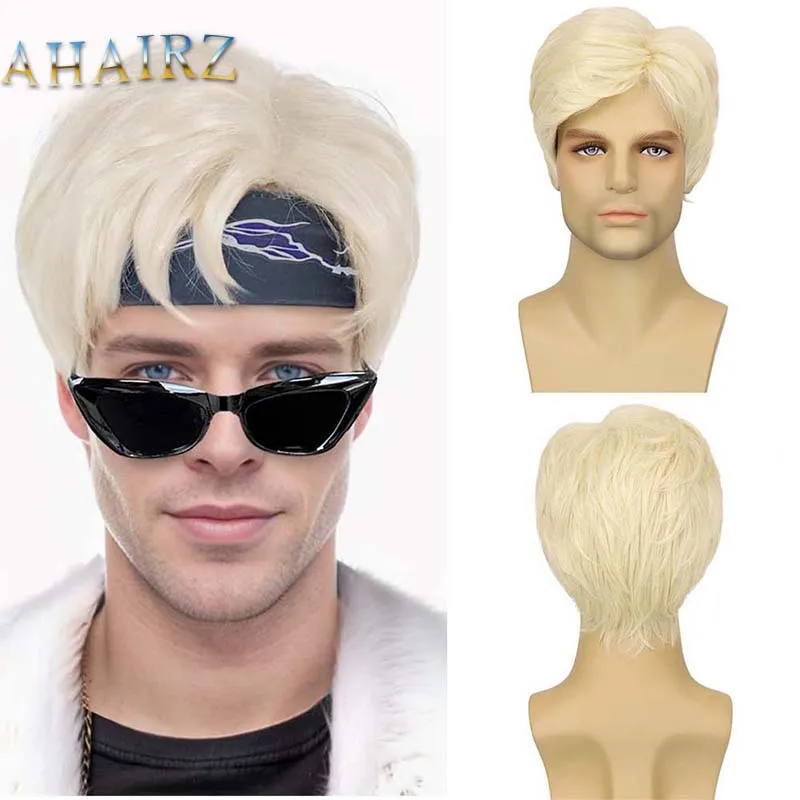 

Synthetic Wigs For Men Short Blonde Men‘s Hair Pixie Cut Wigs With Bangs Layered Straight Hair For Male Daily Party