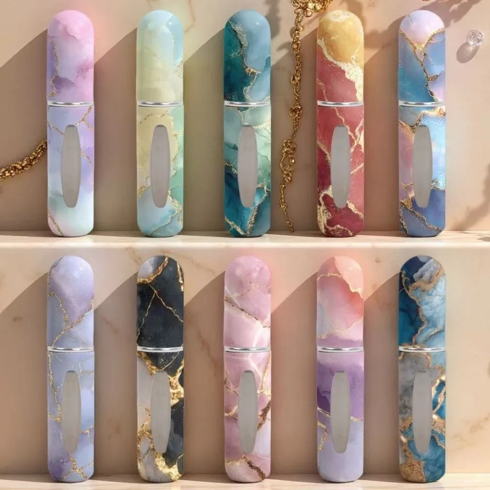 New Hot 5ml Mini Portable Refillable Perfume Bottle Marble Gold Pattern Spray Atomizer Cosmetic Container Travel Fragrance Tool