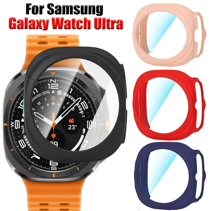 Silicone Watch Protective Case with Film for Samsung Galaxy Watch7 Ultra Protector Cover for Galaxy Watch Ultra Protective Shell