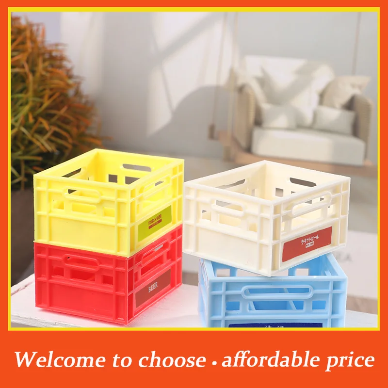 "1pc new 1:12 Dollhouse Miniature Basket Drink Storage Basket Beer/Cofee Basket Model Kitchen Decor Toy Doll House Accessories