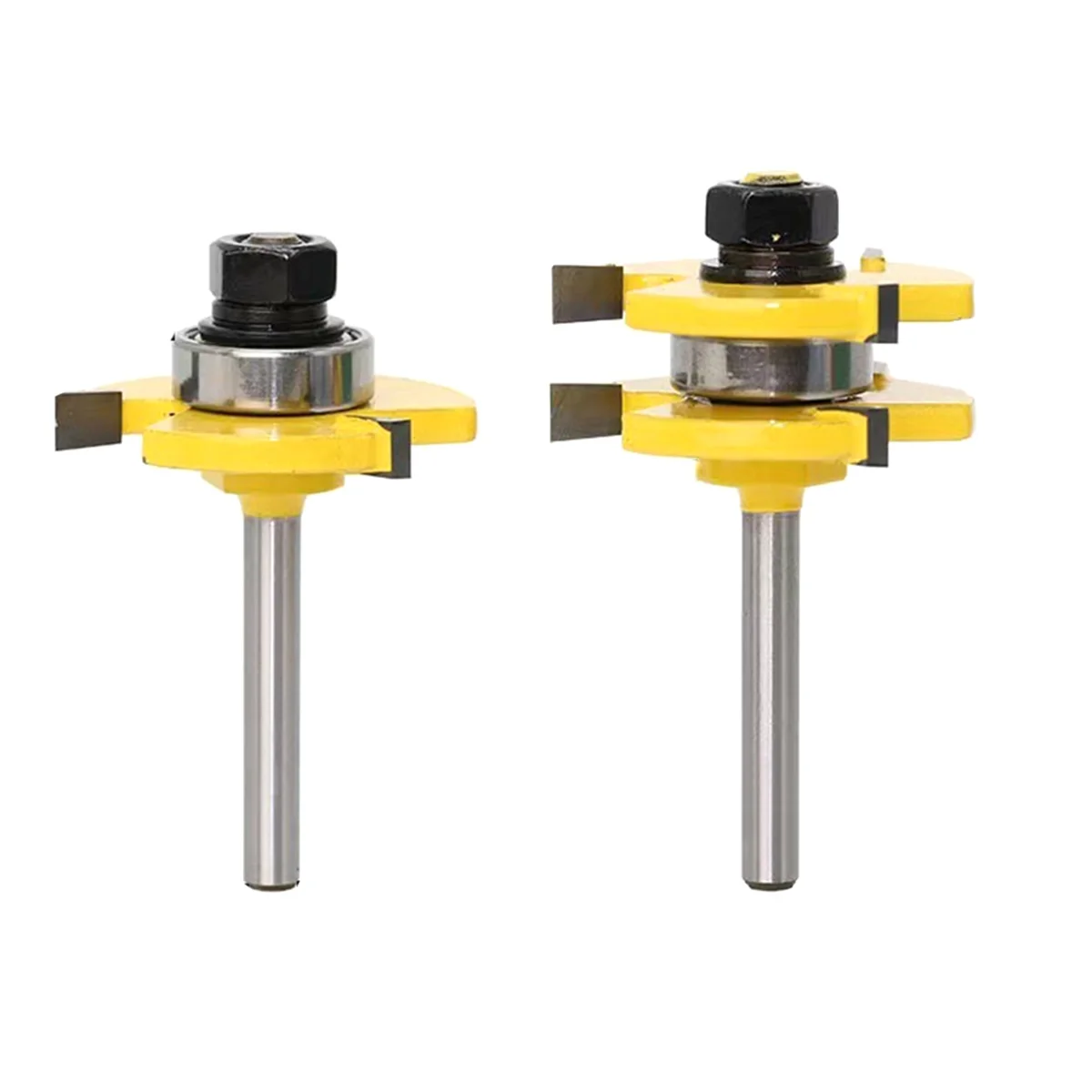 A002 2 Stuks 1/4 Inch Schacht Cutter 3-Tand Tong & Groef Joint Monteren Frezen T-Slot frees Voor Hout Frezen