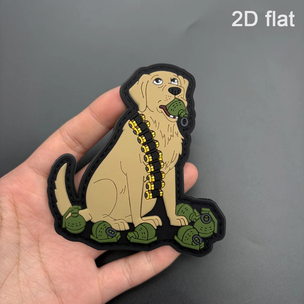 Specifications Available: 1Pc/2Pcs/3Pcs. Tactical Personalized Golden Retriever Luminous Rubber Patch with Matching Plush Backing, Full Coverage with Black Border, Layered Color-Blocking Soft Rubber, Glowing in the Dark, Suitable for Tactical Jackets, Cycling Backpacks, Baseball Caps, and Various Clothing Accessories