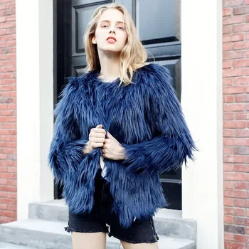 เสื้อโค้ทสตรีทแวร์แจ็คเก็ตขนเทียมสีม่วงสำหรับผู้หญิงเสื้อกันลมโอเวอร์ไซส์แขนยาวมีกระดุมขนาดใหญ่4XL