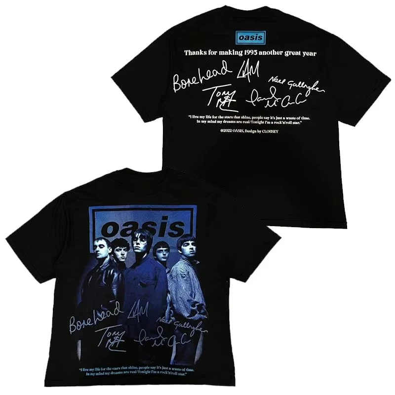 2026 Summer New Oasis Band Band British Rock European American Ins Style High Street Men Women Short-sleeved T-shirt