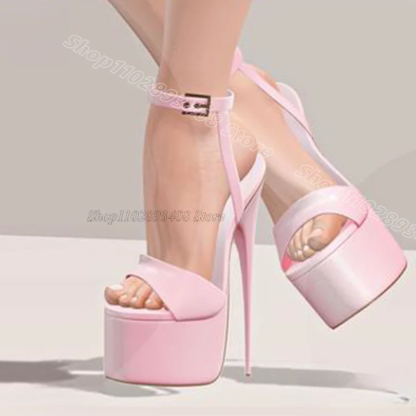 Pink Platform Stiletto Sexy Sandals Open Toe British Style Solid Party Dress Design for Women Shoes 2024 Zapatos Para Mujere