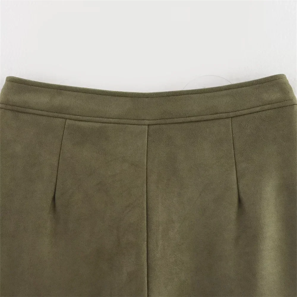 Pantaloni casual a vita alta con effetto texture scamosciata semplice da donna pop Primavera/Estate Nuovi pantaloncini dritti alla moda