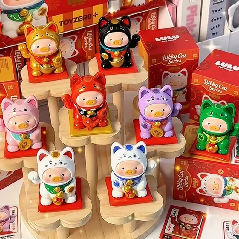 Lulu The Piggy Lucky Cat Series Blind Box Collectible Toys Mystery Box Cute Anime Figure Fortune Cat Doll Desktop Ornament Gifts