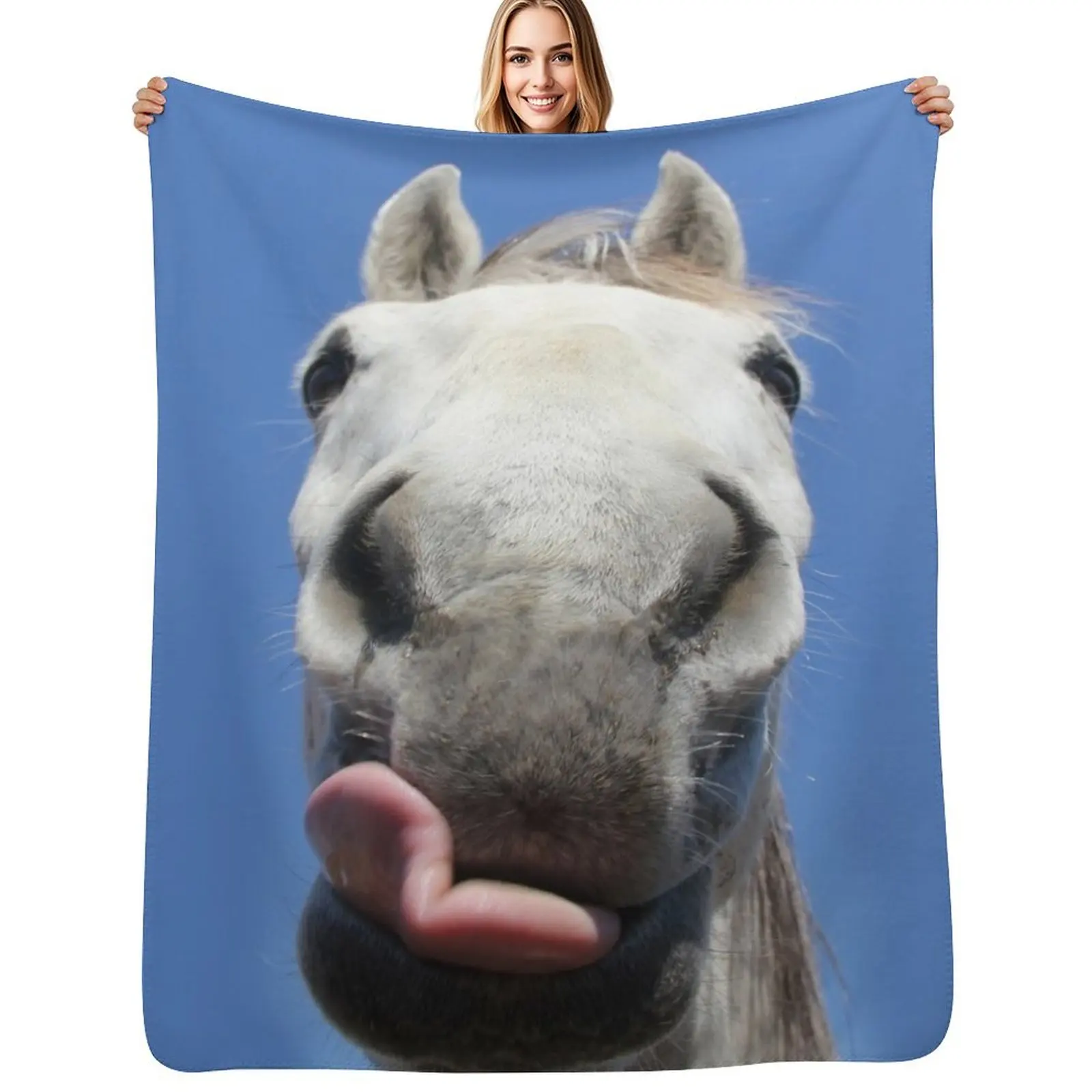 Horse Licks Throw Blanket Versatile Cozy Throw Blanket for All Occasions