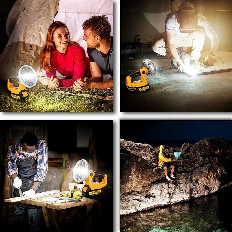 

2000LM 30W LED Work Light For Dewalt 18V 20V Li-ion Battery DCB206 Handheld Flashlight Camping Spotlight Emergency Lighting