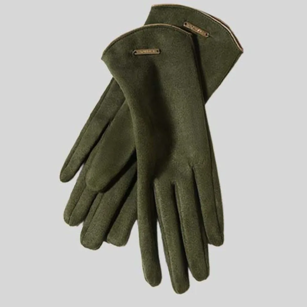 Faux Suede Winter Suede Gloves Thickened Solid Color Touchscreen Driving Mittens Soft Texture Elastic Wrist Fleece Lined Warmers