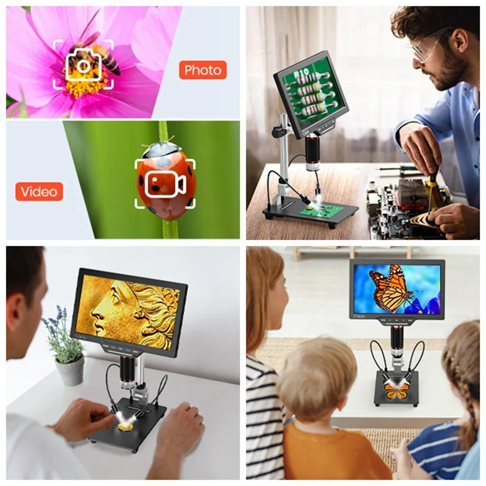 Elikliv DM4S 4.3 Inch LCD Digital Microscope 1000X LED 1080P Video Camera Microscope For Electronics Soldering Phone Repair Coin