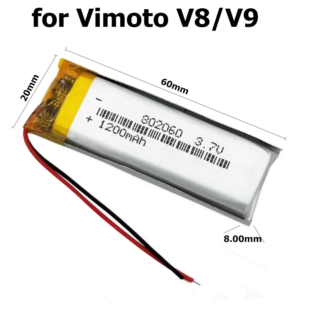 3.7V 802060 702050 Li-Polymer 1200mAh 700mAh Battery for Vimoto V3 V6 V8 V9 Motorcycle Headset New High Quality Battery