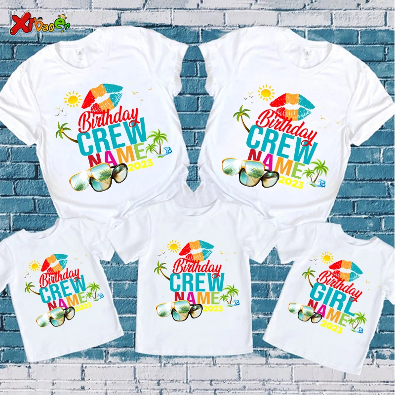 

Birthday Crew T Shirt Summer Family Matching Outfits Clothes Party Baby Shirt Custom Name Women Girl Tshirt Clothing Outfit 2023